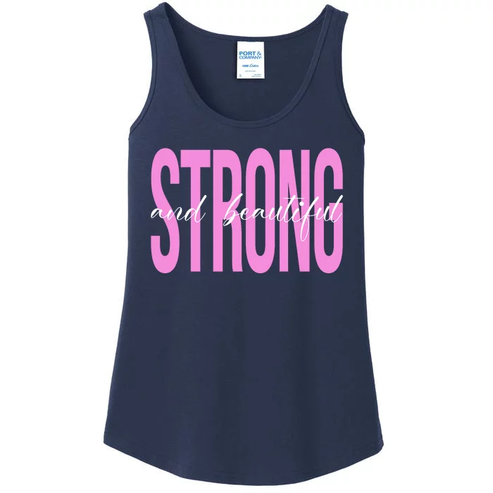 Strong And Beautiful Breast Cancer Awareness Ladies Essential Tank