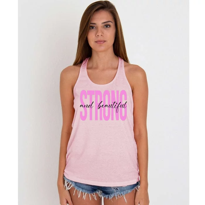 Strong And Beautiful Breast Cancer Awareness Women's Knotted Racerback Tank