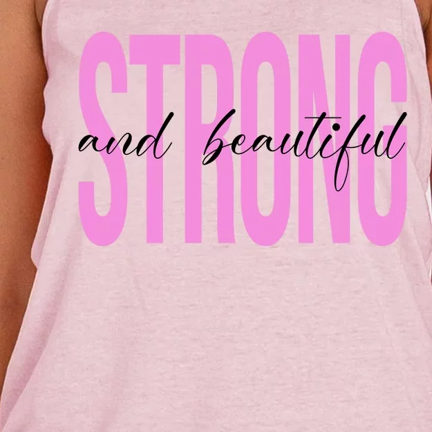 Strong And Beautiful Breast Cancer Awareness Women's Knotted Racerback Tank