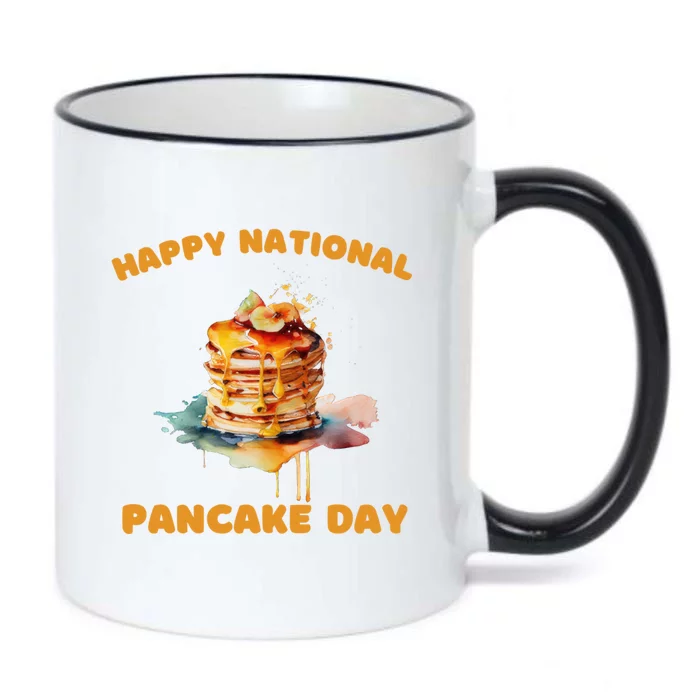 Syrup And Breakfast Happy National Pancake Day Meaningful Gift Black Color Changing Mug