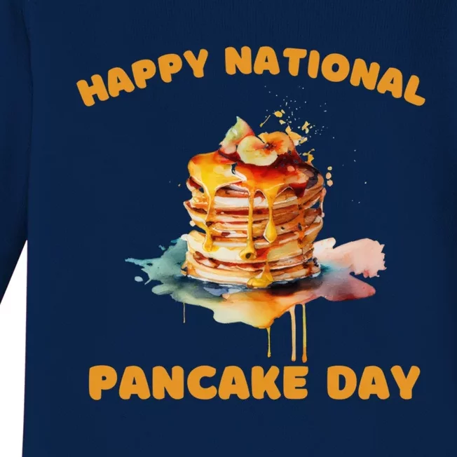 Syrup And Breakfast Happy National Pancake Day Meaningful Gift Baby Long Sleeve Bodysuit