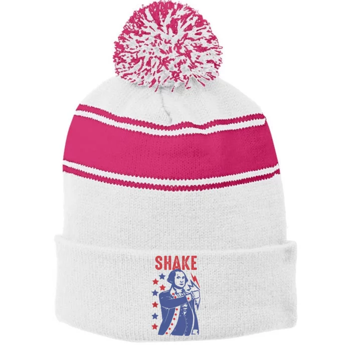 Shake And Bake Funny Couple Matching 4th Of July Shake Stripe Pom Pom Beanie