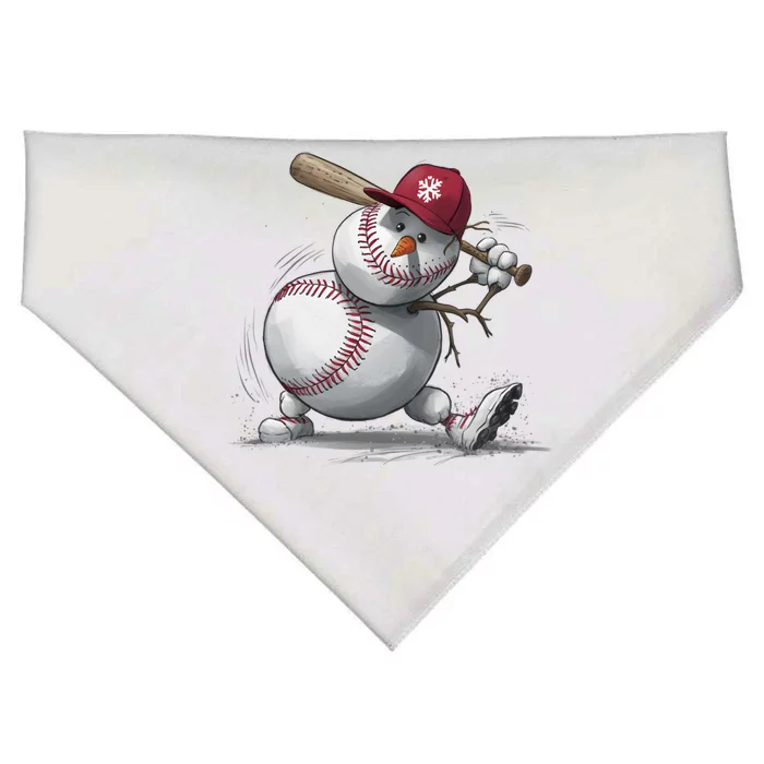 Swinging A Bat Snow Baseball Player Christmas Snow Xmas Gift USA-Made Doggie Bandana