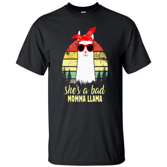 SheS A Bad Auntie Llama Mom Mama Grandma Tall T-Shirt