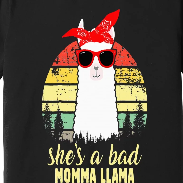 SheS A Bad Auntie Llama Mom Mama Grandma Premium T-Shirt