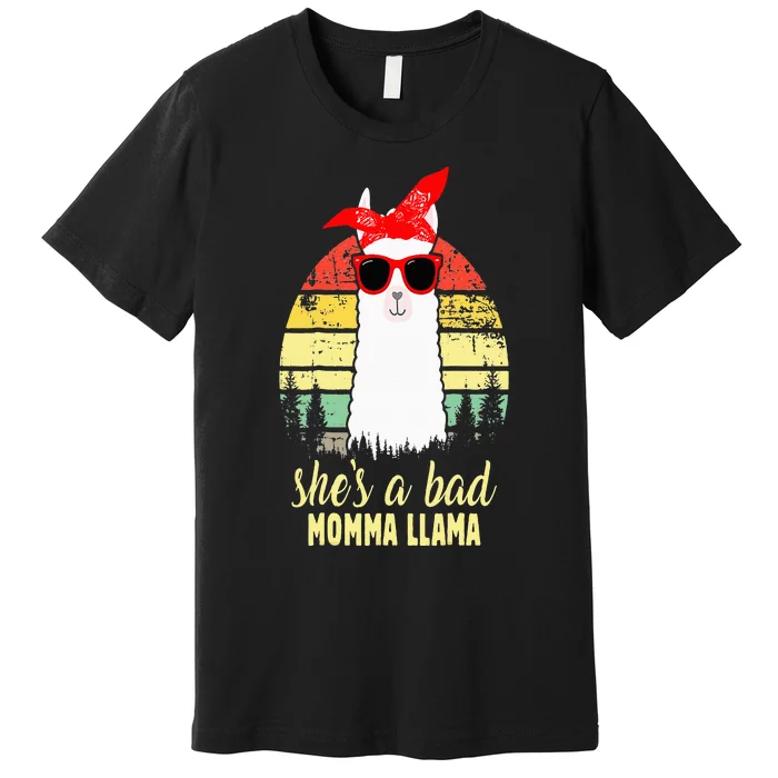 SheS A Bad Auntie Llama Mom Mama Grandma Premium T-Shirt