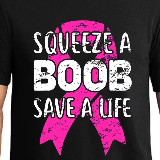 Squeeze A Boob Save A Life Breast Cancer Warrior Pink Ribbon Pajama Set