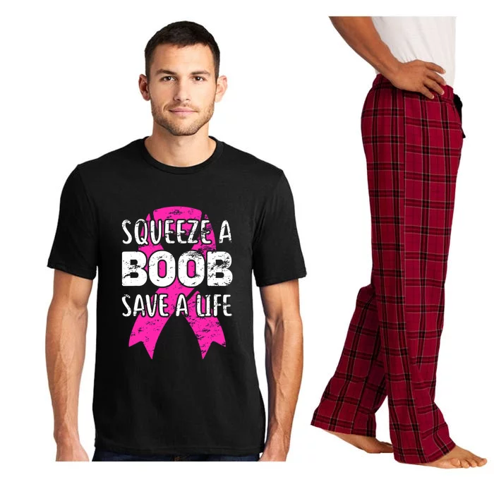 Squeeze A Boob Save A Life Breast Cancer Warrior Pink Ribbon Pajama Set