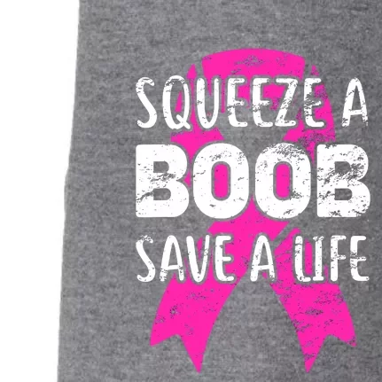 Squeeze A Boob Save A Life Breast Cancer Warrior Pink Ribbon Doggie 3-End Fleece Hoodie