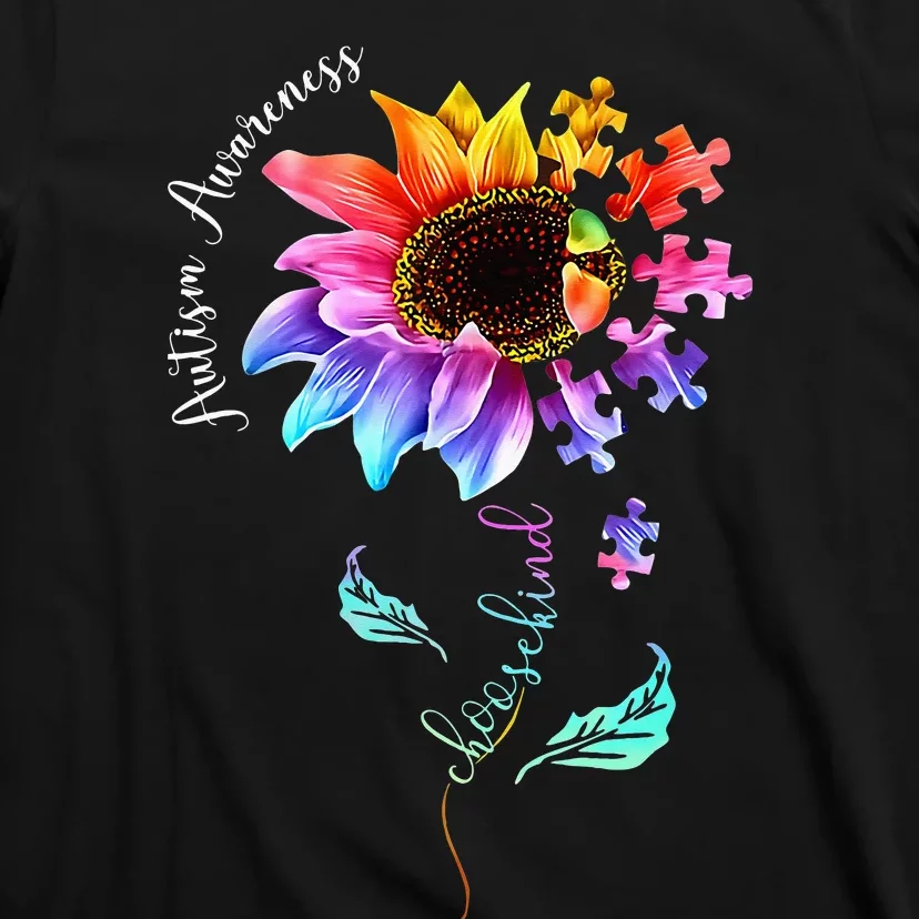 Sunflower Autism Be Kind Puzzle Mom Support T-Shirt