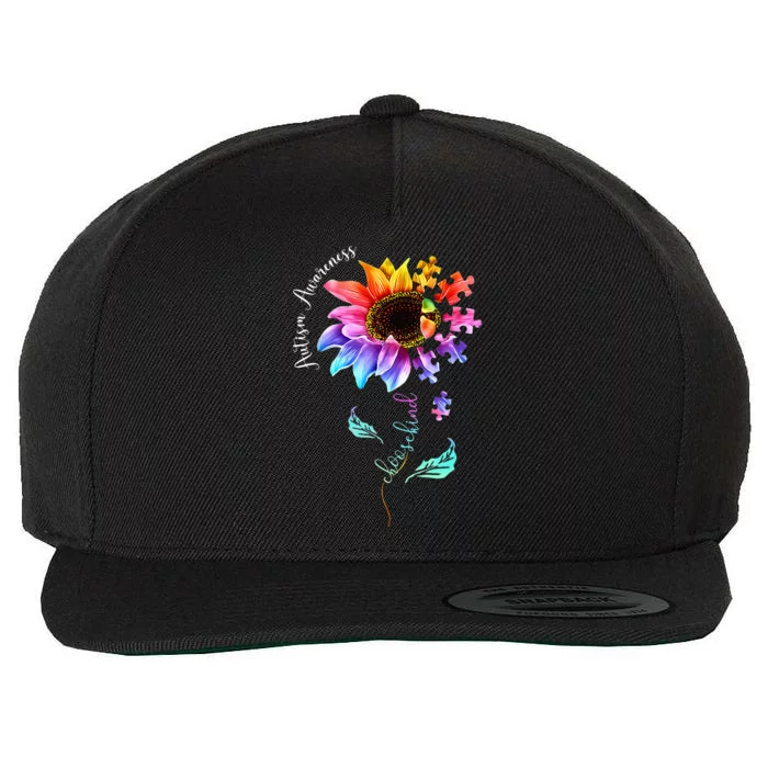 Sunflower Autism Be Kind Puzzle Mom Support Wool Snapback Cap