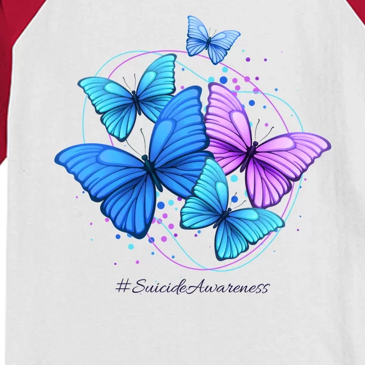 Suicide Awareness Butterfly Kids Colorblock Raglan Jersey