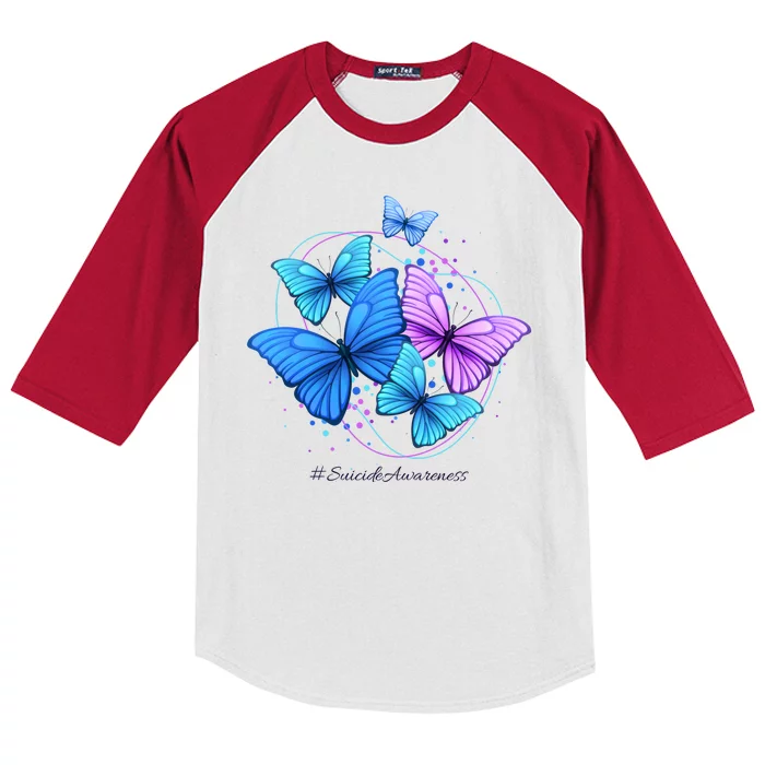 Suicide Awareness Butterfly Kids Colorblock Raglan Jersey