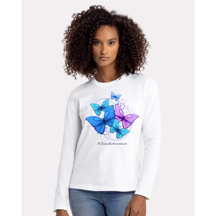 Suicide Awareness Butterfly Womens Cotton Relaxed Long Sleeve T-Shirt