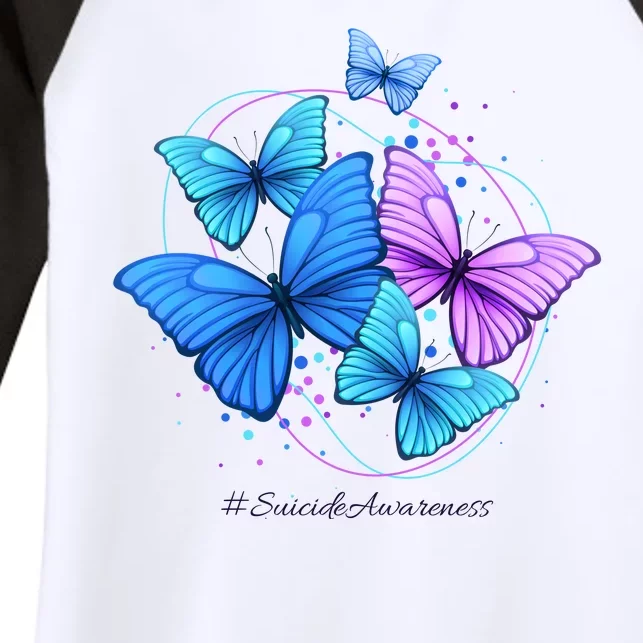 Suicide Awareness Butterfly Women's Tri-Blend 3/4-Sleeve Raglan Shirt