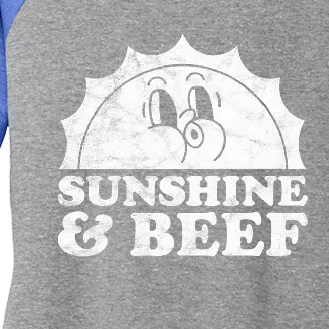 Sunshine And Beef Retro Vintage Sun Meat Gift Women's Tri-Blend 3/4-Sleeve Raglan Shirt