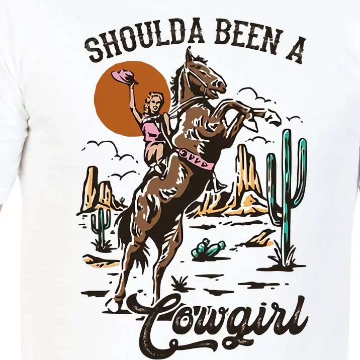 Should A Been A Cowgirl Riding Horse Horsing Western Retro Comfort Colors T-Shirt