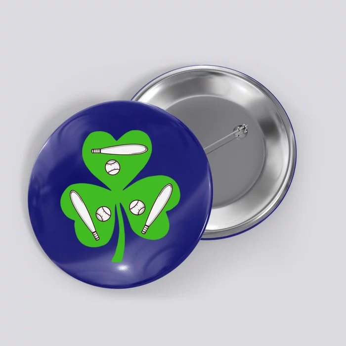 Shamrock American Baseball St Patrick's Day Funny Gift Button