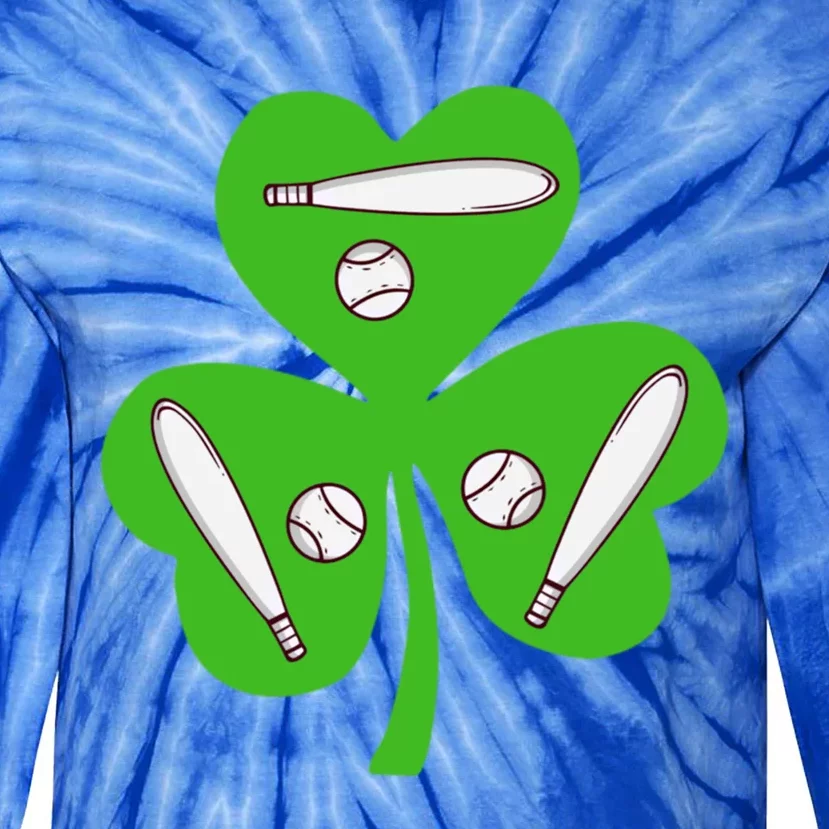 Shamrock American Baseball St Patrick's Day Funny Gift Tie-Dye Long Sleeve Shirt