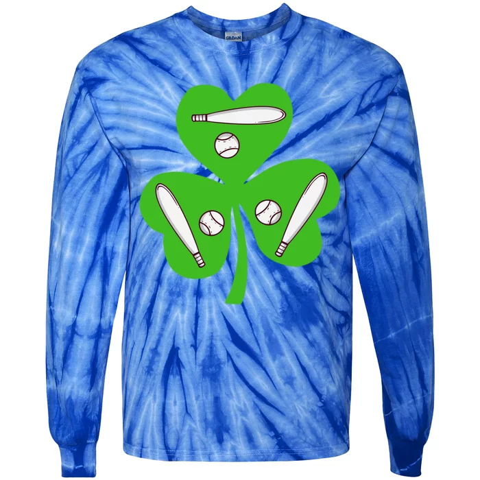 Shamrock American Baseball St Patrick's Day Funny Gift Tie-Dye Long Sleeve Shirt