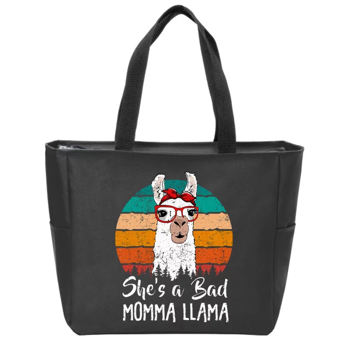 SheS A Bad Momma Llama MotherS Day Llama Lover Zip Tote Bag