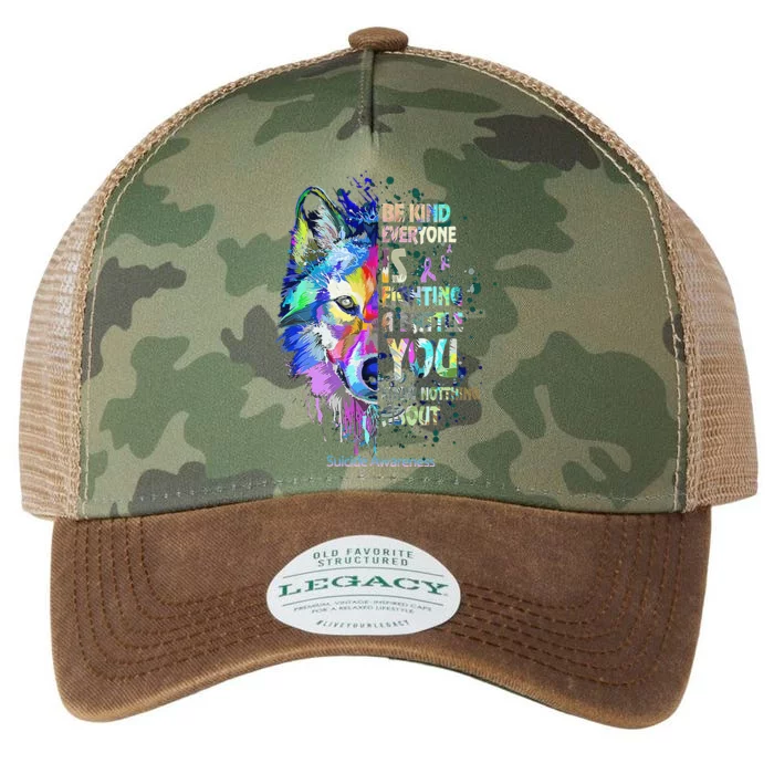 Suicide Awareness Be Kind Everyone Is Fighting A Battle Wolf Legacy Tie Dye Trucker Hat