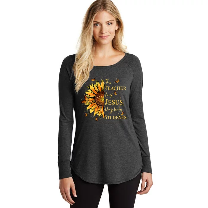 Sunflower And Butterfly Design For Christian Teachers Women's Perfect Tri Tunic Long Sleeve Shirt