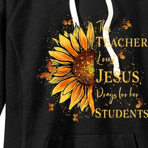 Sunflower And Butterfly Design For Christian Teachers Women's Fleece Hoodie