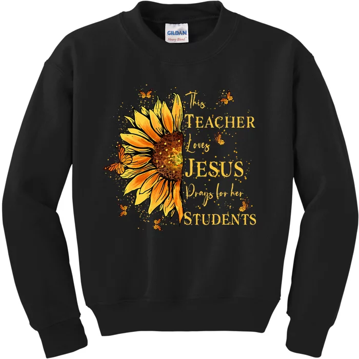 Sunflower And Butterfly Design For Christian Teachers Kids Sweatshirt