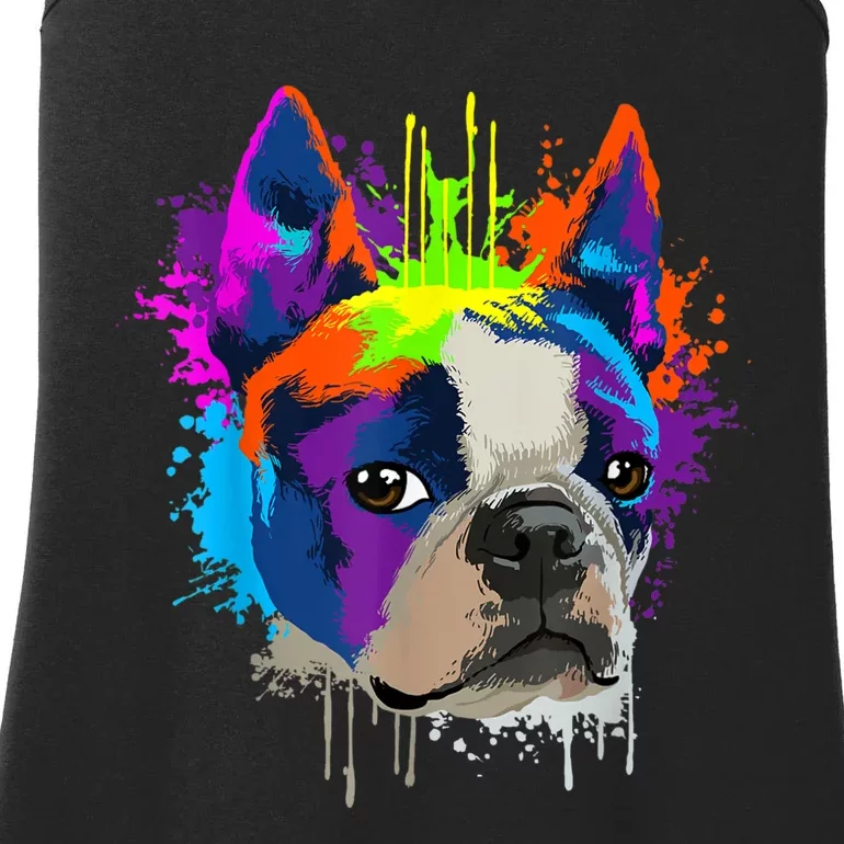 Splash Art Boston Terrier Dog Owner Gift Idea Dog Ladies Essential Tank