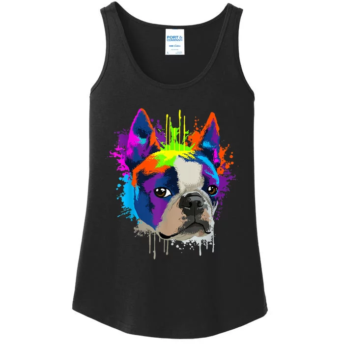 Splash Art Boston Terrier Dog Owner Gift Idea Dog Ladies Essential Tank