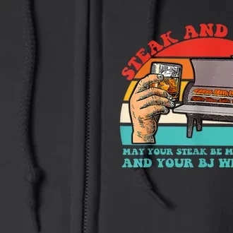 Steak And Bj Day Funny Retro Full Zip Hoodie