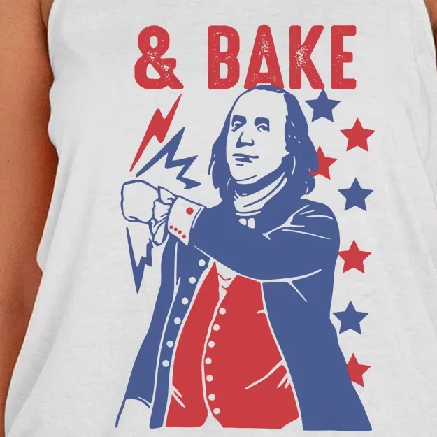 Shake And Bake Funny Couple Matching 4th Of July Bake Women's Knotted Racerback Tank