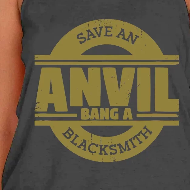 Save Anvil Bang A Blacksmith Farrier Coal Forge Blacksmith Women's Knotted Racerback Tank