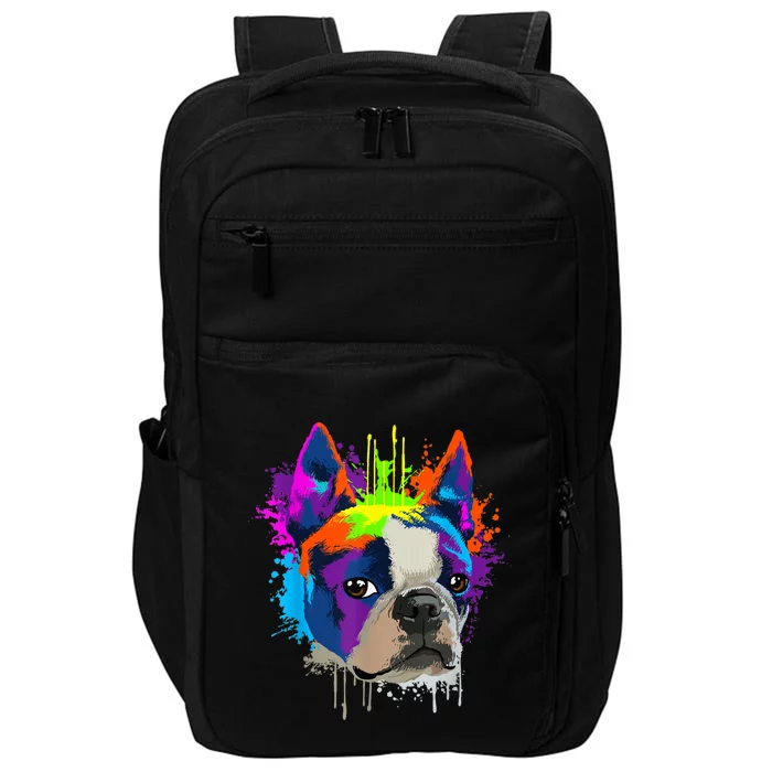 Splash Art Boston Terrier Dog Owner Gift Idea Dog Impact Tech Backpack