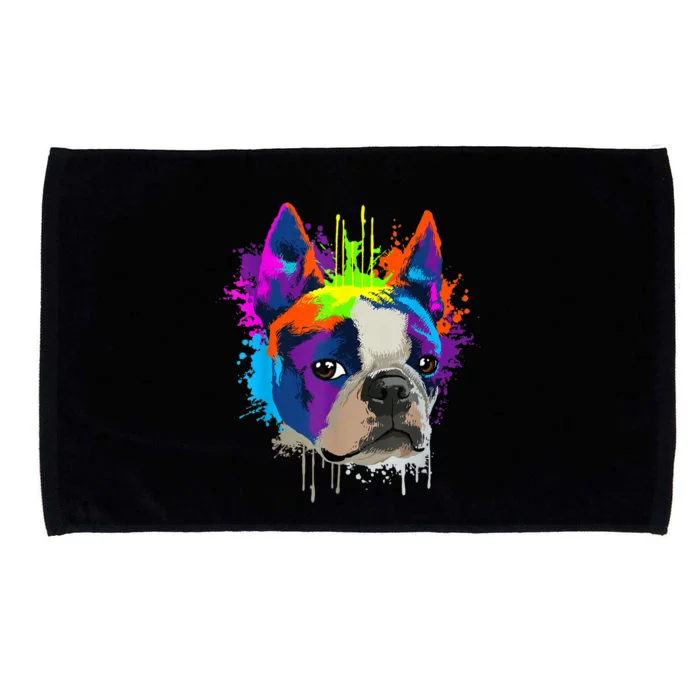 Splash Art Boston Terrier Dog Owner Gift Idea Dog Microfiber Hand Towel