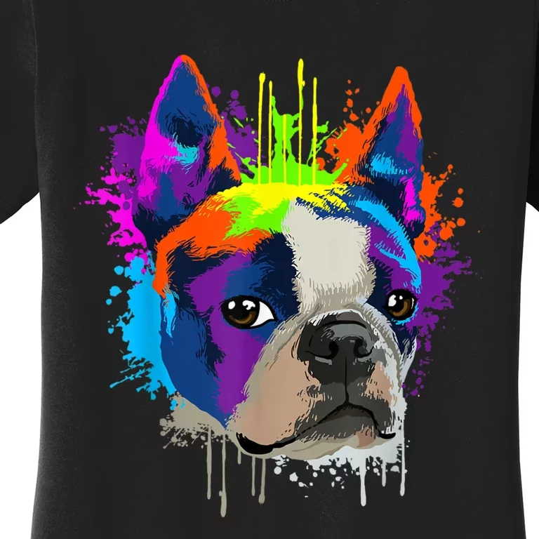 Splash Art Boston Terrier Dog Owner Gift Idea Dog Women's T-Shirt