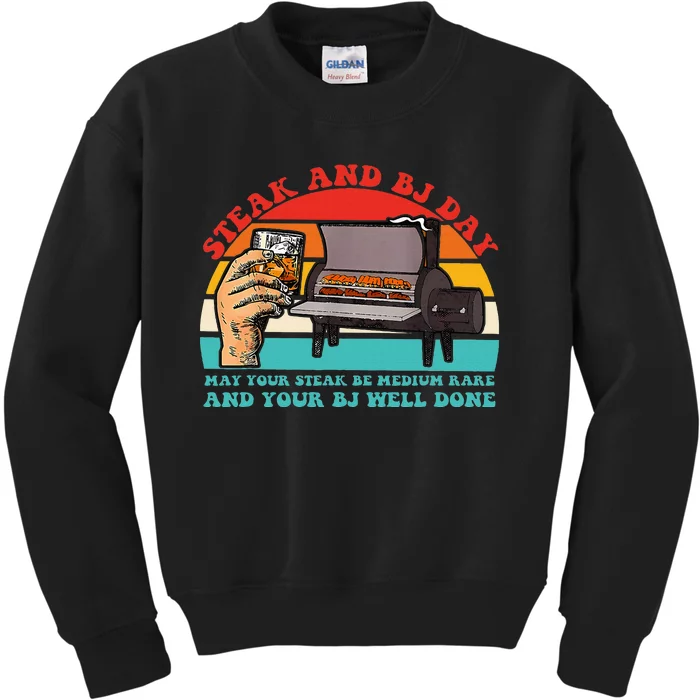 Steak And Bj Day Funny Retro Kids Sweatshirt