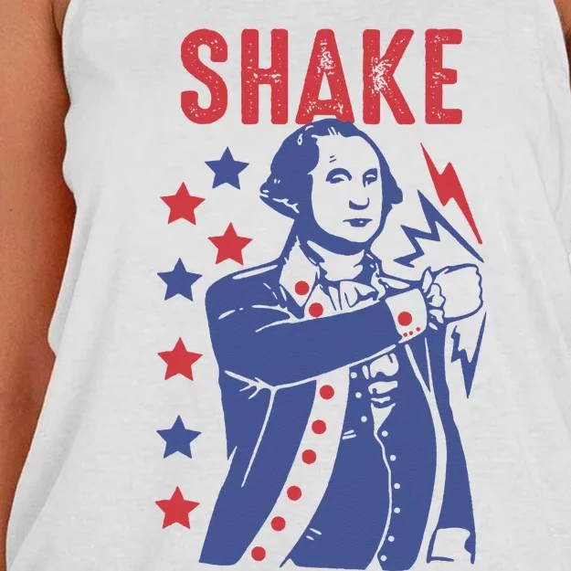 Shake And Bake Funny Couple Matching 4th of July Shake Women's Knotted Racerback Tank