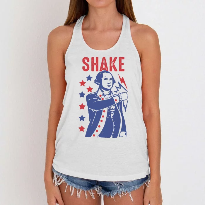 Shake And Bake Funny Couple Matching 4th of July Shake Women's Knotted Racerback Tank