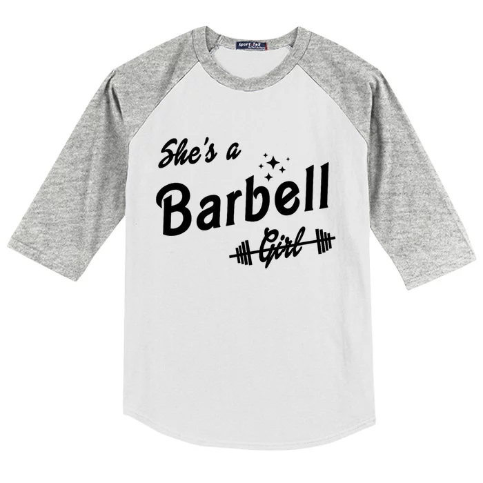 Shes A Barbell Girl Kids Colorblock Raglan Jersey