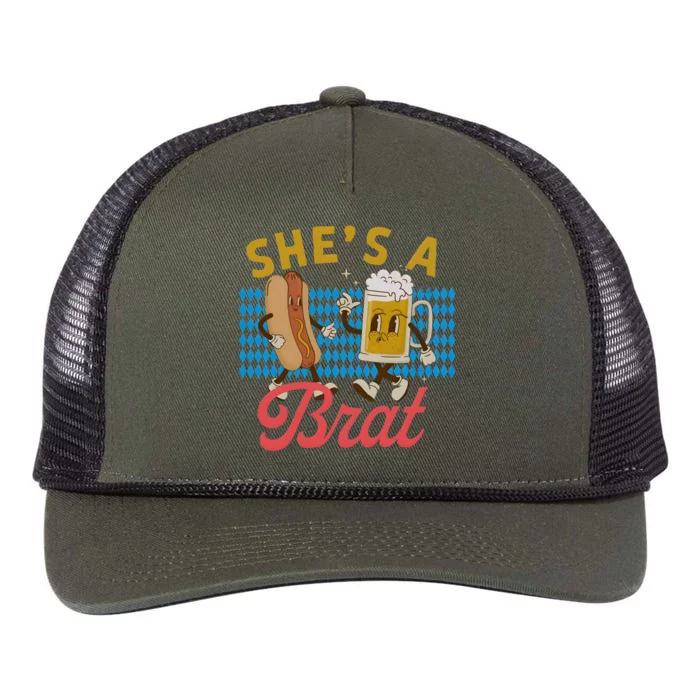 She’S A Brat Couples Oktoberfest Matching Drinking Team Retro Rope Trucker Hat Cap