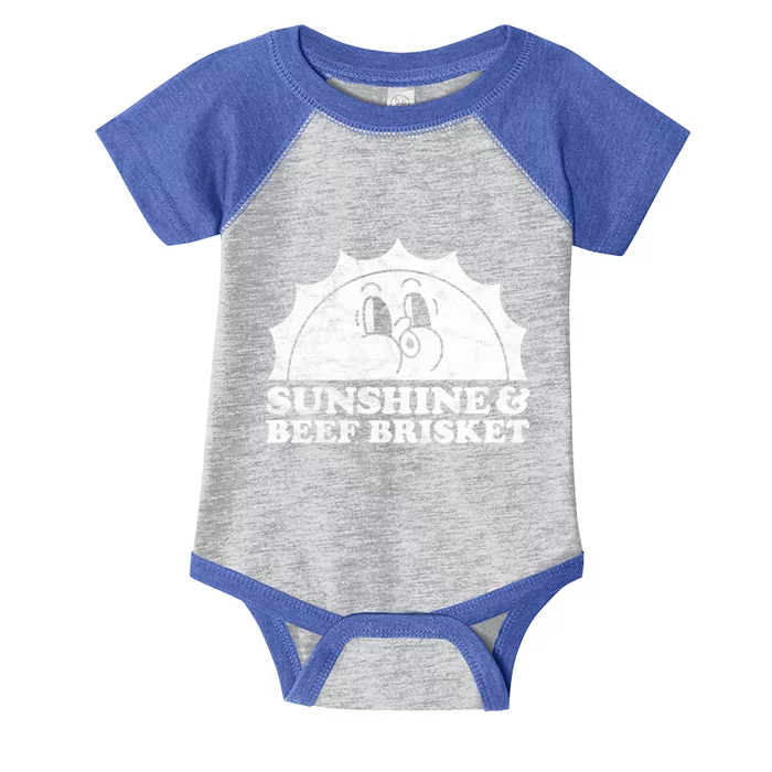 Sunshine And Beef Brisket Retro Vintage Sun Meaningful Gift Infant Baby Jersey Bodysuit