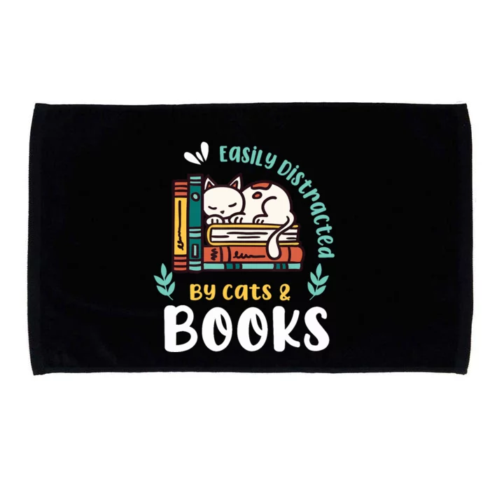 Saying About Books | Easily Distracted By Cats And Books Microfiber Hand Towel