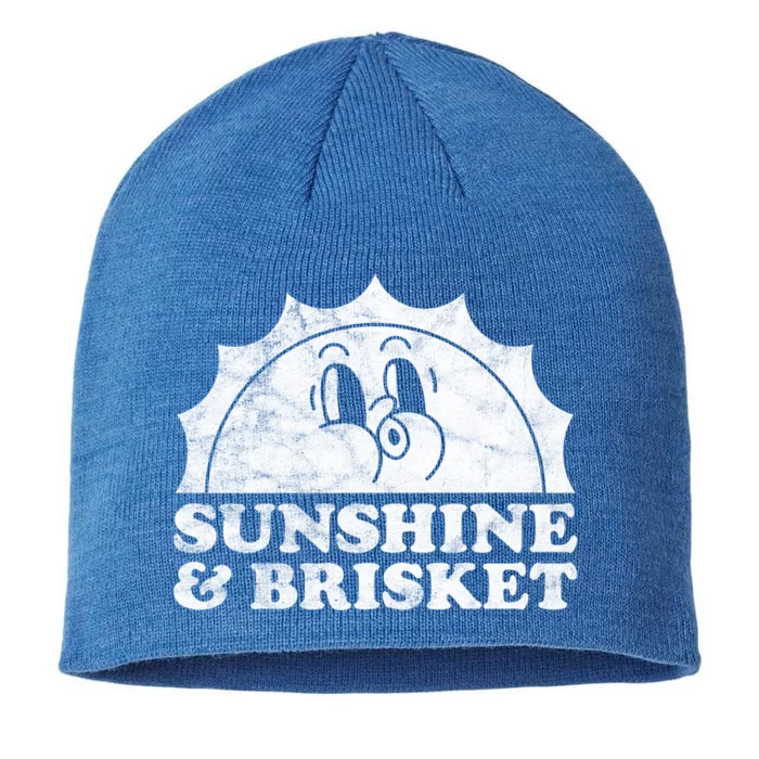 Sunshine And Brisket Retro Vintage Sun Beef Cute Gift 8 1/2in Sustainable Knit Beanie