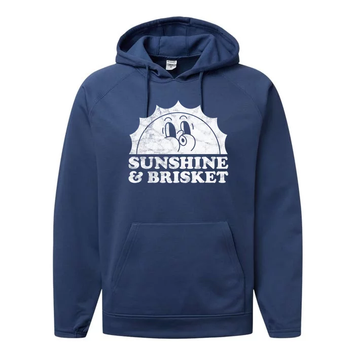 Sunshine And Brisket Retro Vintage Sun Beef Cute Gift Performance Fleece Hoodie