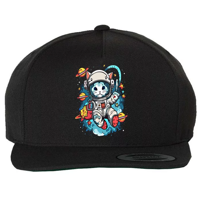 Space Astronaut Cat Astronomy Kitten Anime Neko Kawaii Gift Wool Snapback Cap