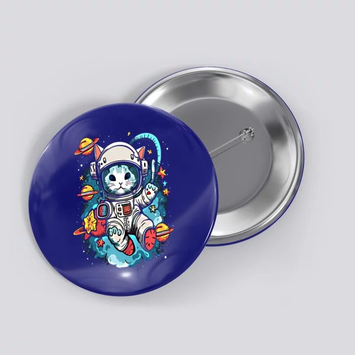 Space Astronaut Cat Astronomy Kitten Anime Neko Kawaii Gift Button