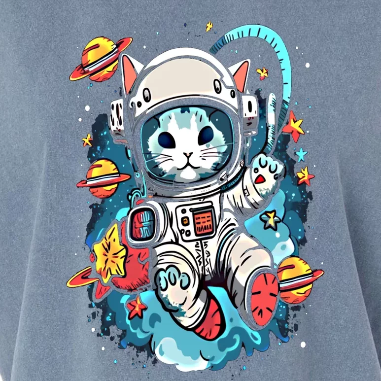 Space Astronaut Cat Astronomy Kitten Anime Neko Kawaii Gift Garment-Dyed Women's Muscle Tee