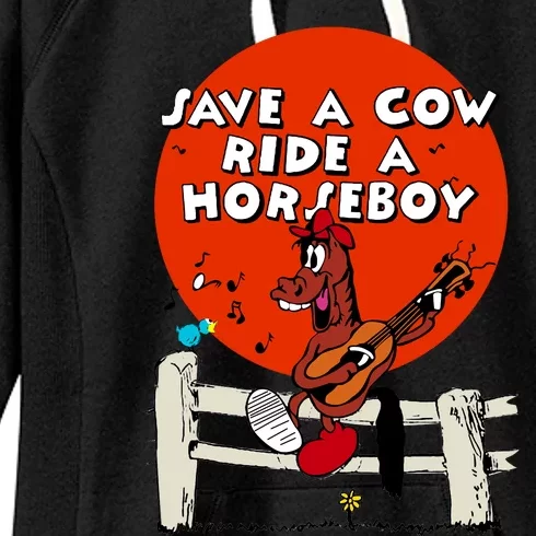 Save A Cow Ride A Horse Boy Women's Fleece Hoodie